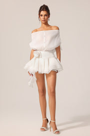 Kattin Off-The-Shoulder Flowers Mini Dress